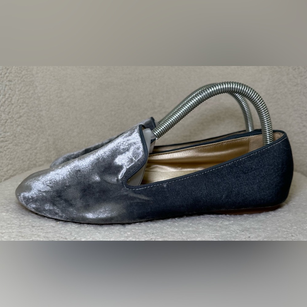 Birdies Starling velvet loafers grey gray silver slip-ons preppy fall winter 9.5